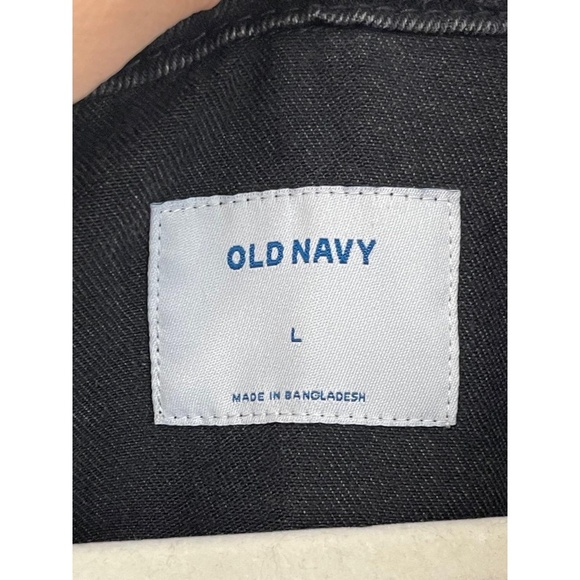 OLD NAVY Washed Black Dark Grey Cropped Denim Jacket Women’s Size L - Picture 2 of 8